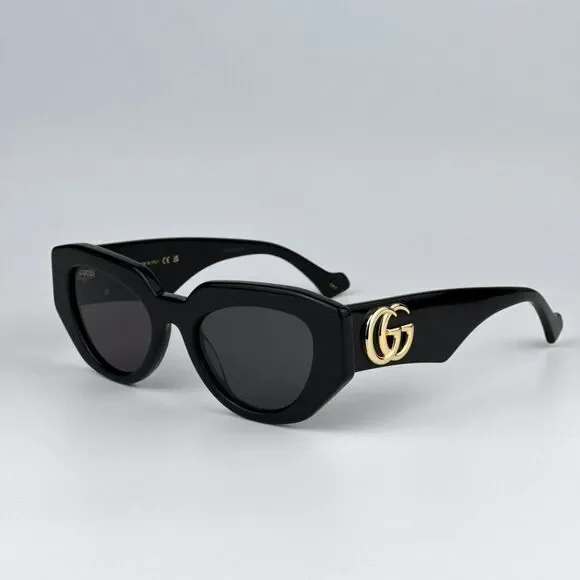 NEW Gucci GG1421S 001 Black Grey Cat Eye Women Sunglasses GG 1421S